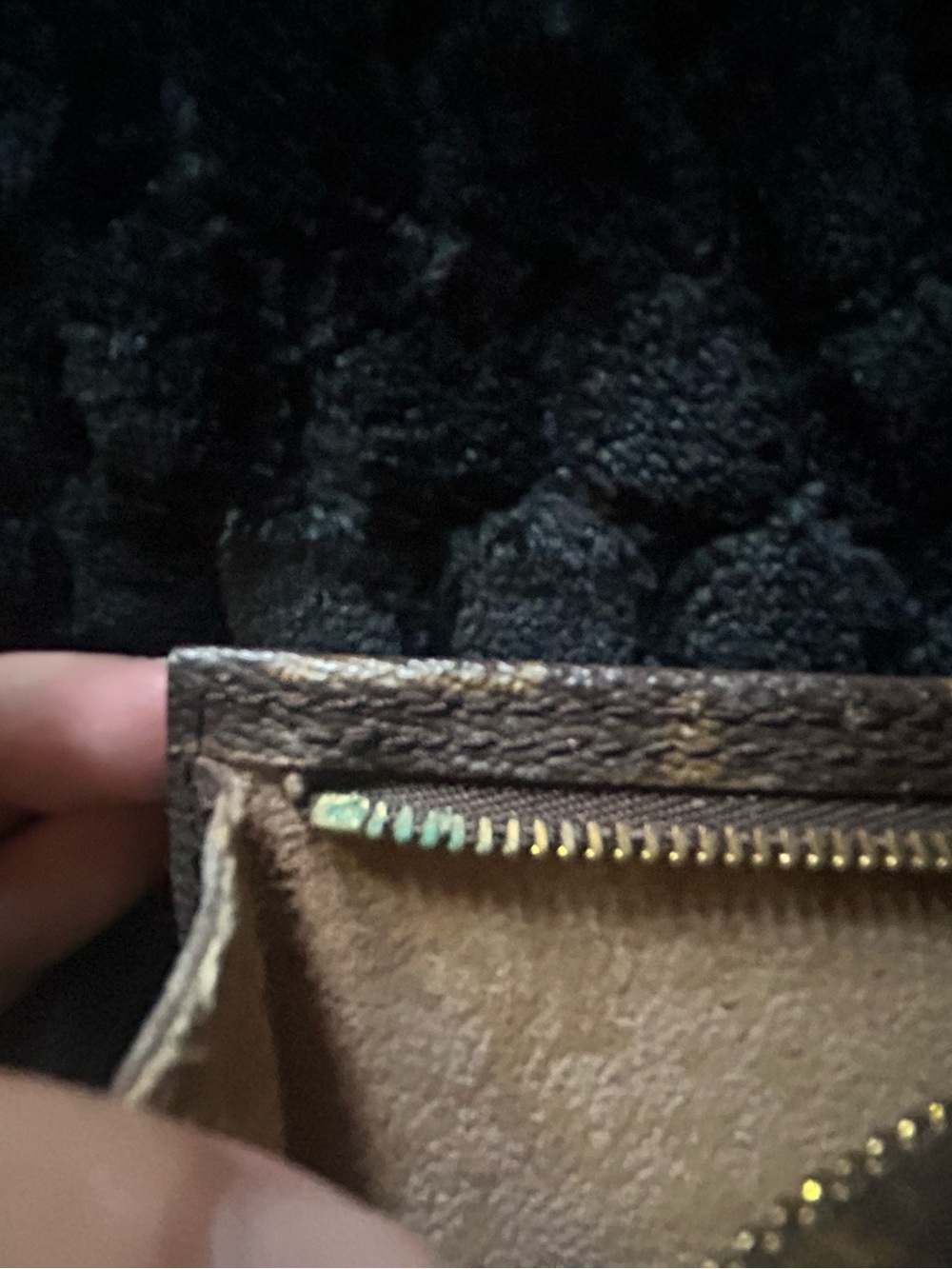 Louis Vuitton Brown Monogram Wristlet with Gold Chain and Red Accents - Picture 5 of 5